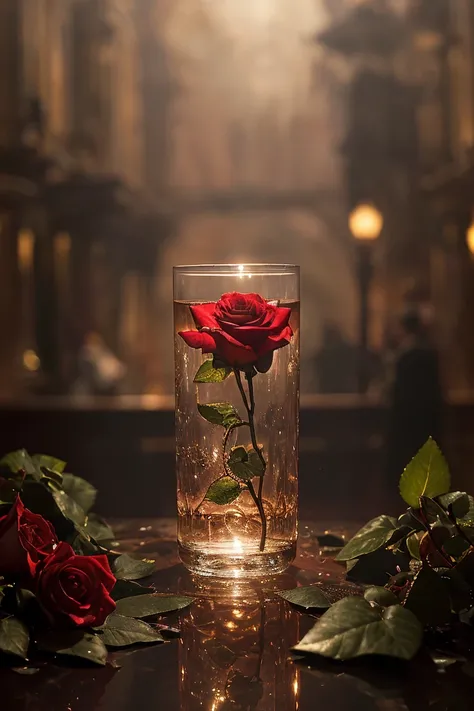 epic realistic, rose in glass, rutkowski, rim light, smooth, glow, (realism, realistic, cinematic, photo realism:1.2), (masterpiece, artstation, photographic art, complex scene, complex background, highly detailed background, 4K detail, lots of detail, hig...