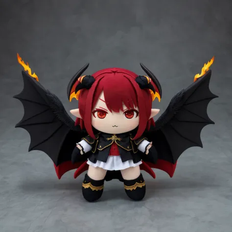 succubus, monster focus, no humans,
spread wings,
hell background, fire, flames,
 <lora:woafu_plushify:0.7>plushify, character stuffed toy, chibi,