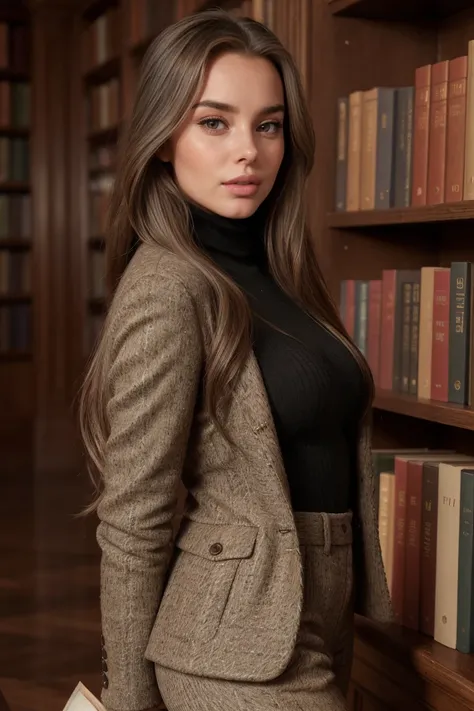 Instagram_Influencer_20_By_Stable_Yogi
(Influencer_Detailer_by_Stable_yogi) 
influencer-close-up-shot-by-stable-yogi
(black_long_wavy_hair_black_eyes)
 (Historic library, SFW, tweed jacket and soft turtleneck, corduroy pants, browsing books, late morning:1...