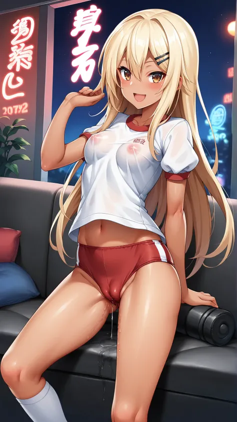 score_9, score_8_up, score_7_up, BREAK source_anime, rating_explicit, best quality, masterpiece, uncensored, ultra detailed,
 1girl,seductive smile, oiled_skin,many pussy juice drip through clothes, cameltoe, 
scenery, red theme, sign, neon lights, indoors...