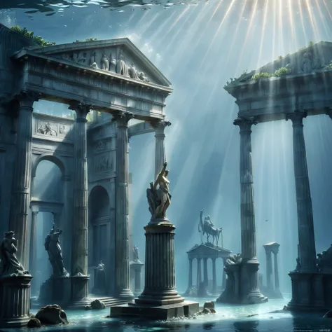 Masterpiece,absurd resolution,8k,high resolution,
AtlantisWorld,
outdoors,water,no humans,sunlight,scenery,light rays,underwater,architecture,pillar,statue,column
, <lora:AtlantisWorld_XL:0.8>