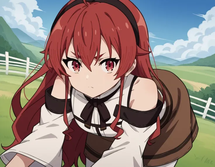 score_9, score_8_up, score_7_up, source_anime,
erisgreyrat, <lora:eris-boreas-greyrat-s1-ponyxl-lora-nochekaiser:1>,
eris greyrat, ahoge, hair between eyes, long hair, red eyes, red hair, sidelocks,
black hairband, black ribbon, brown skirt, hairband, long...