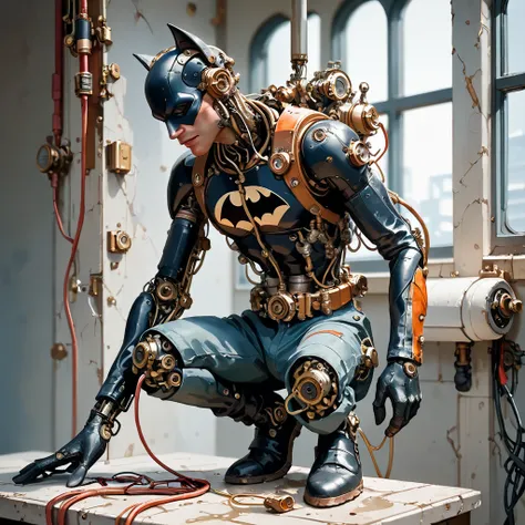 score_9,score_8_up,  <lora:reelmech_pony_ed_v1_3:1>  batman is pissing to the toilet,  steampunk,mechanical parts, reelmech, (fu...