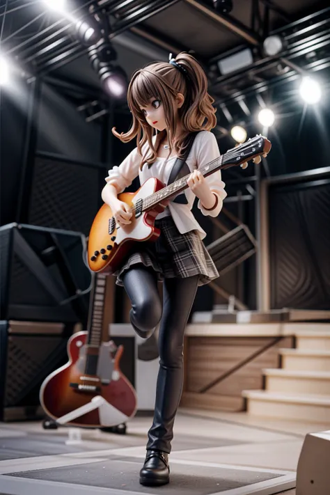 1girl, playing guitar,stage,live concert