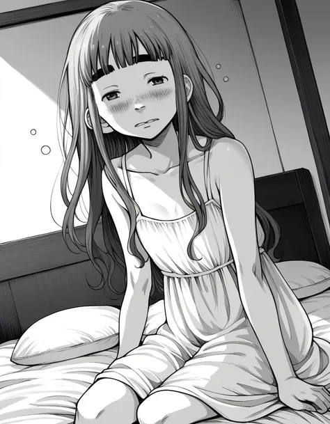 score_9, score_8_up, score_7_up, source_anime,
aikotanaka, <lora:aiko-tanaka-manga-ponyxl-lora-nochekaiser:1>,
aiko tanaka, long hair, bangs, thick eyebrows, blush, greyscale, monochrome,
dress, white dress, collarbone, bare shoulders, sundress,
indoors, b...