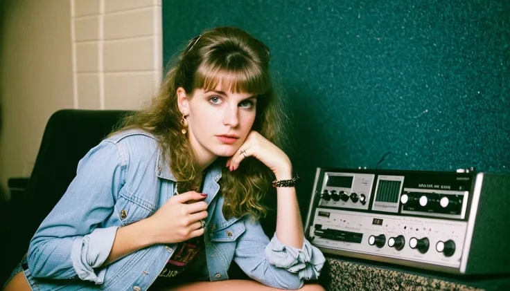 1girl, analog, 80s, rock