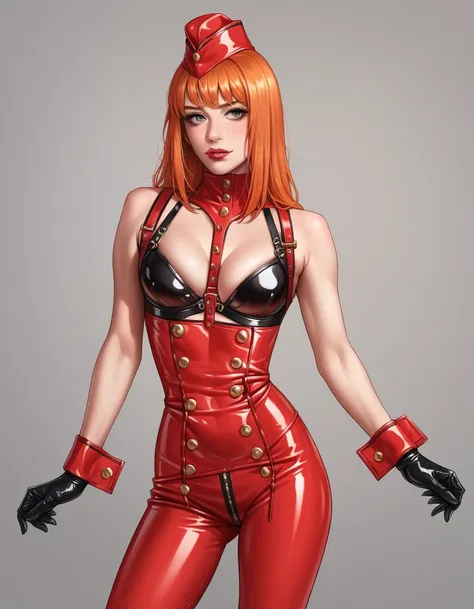 Red and Black Latex Catsuit Uniform PONY XL