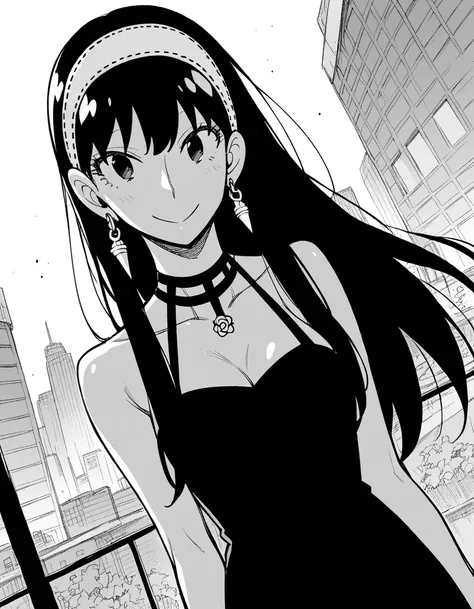 score_9, score_8_up, score_7_up, source_anime,
yorbriar, <lora:yor-briar-manga-ponyxl-lora-nochekaiser:1>,
yor briar, black hair, earrings, white hairband, hairband, long hair, sidelocks, monochrome, greyscale,
dress, cleavage, bare shoulders, jewelry, col...