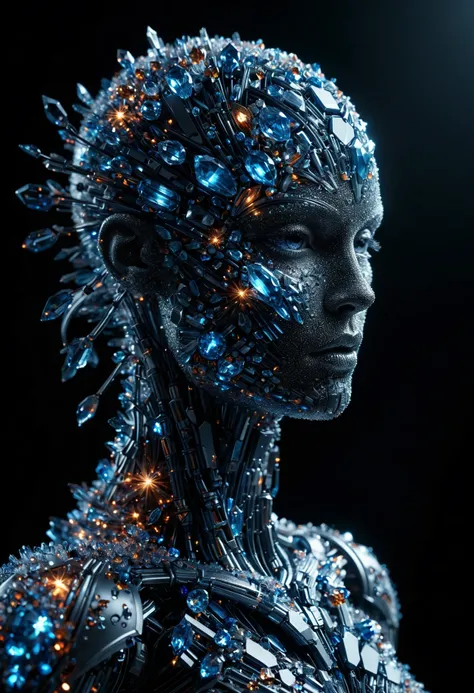 Ultra realistic robot android made of crystalz portrait, misty dark room.
BREAK 
dark intense blue background, dark theme, dynamic lighting, (soft shadows), (soft focus), (photo realistic), extreme details, uhd, 8k <lora:crystalz-sdxl:0.7>