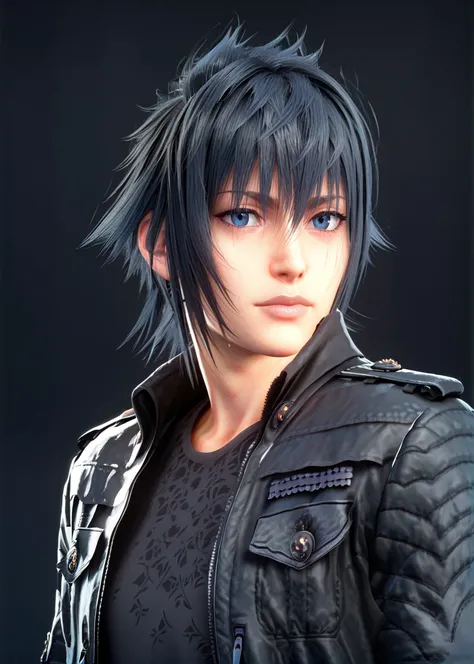 source_realistic, realistic, photo, textured skin, skin pores, <lora:Noctis_(pony):1>, noctis, 1boy , upper body, posing for a photo, black jacket, black shirt, fingerless gloves,  posing for a photo, (zPDXL, zPDXLxxx, score_9, score_8_up, score_7_up),