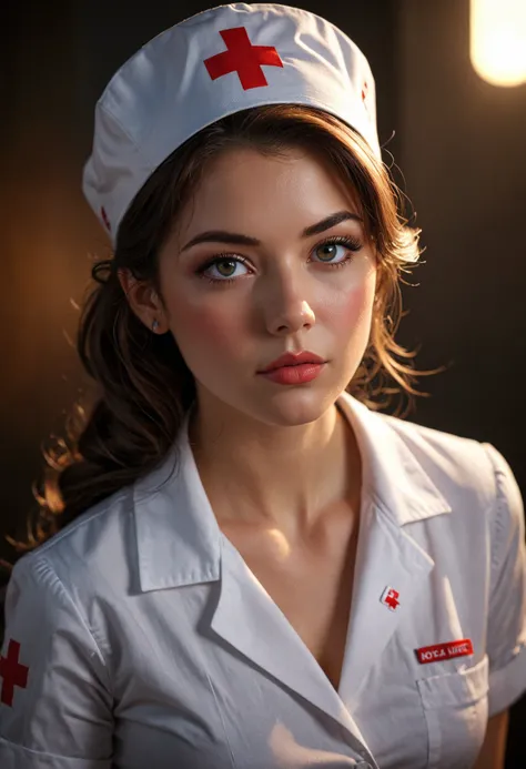 professional-photo, full-portrait : weird-sexy-nurse, red-cross on cap,  very-attractive, very-beautiful, cute-face, nyan-face
BREAK 
pinup-style, perfect-eyes, dramatic-lighting, detailed, dark-atmosphere, very-sad, (clothed-mouth:1.1)
BREAK 
dynamic-ligh...