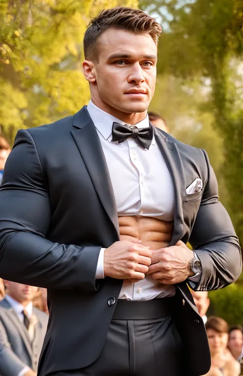 (face focus). (close up shot:0.9), <lora:BulkedUpAIR1.5:0.05>, (masculine:1.2), at outdoor sunny wedding, (bodybuilder wearing designer formal suit), sexy pose:1.0, confident, handsome, (((masterpiece))), (((best quality))), <lora:more_details:0.5>, (hands...