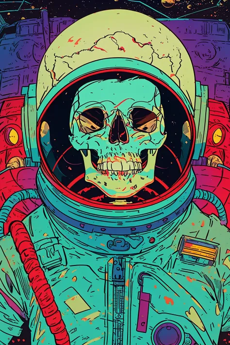 masterpiece,best quality,<lora:tbh56-:1>,Skull,astronaut,colorful,