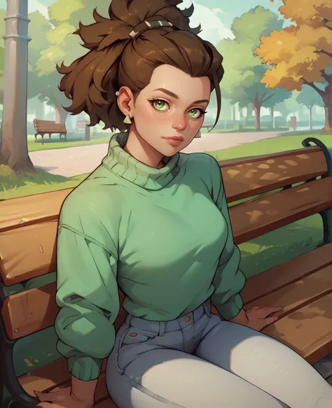 score_9,score_8_up,score_7_up,score_6_up,
Amberxl,brown hair,green eyes,ponytail,
earrings,multicolored sweater,jeans,
sitting,bench,
looking at viewer,
outdoors,park,
bedroom,<lora:Amber:0.9>,