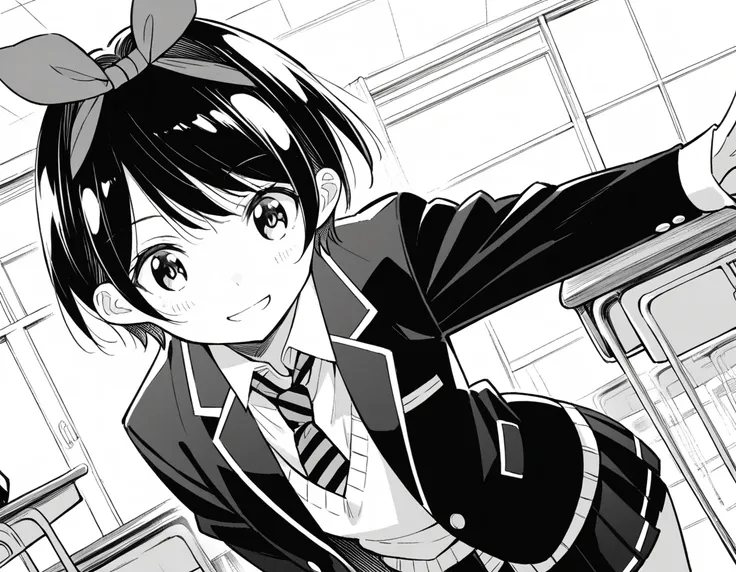 score_9, score_8_up, score_7_up, source_anime,
rukasarashina, <lora:ruka-sarashina-manga-ponyxl-lora-nochekaiser:1>,
ruka sarashina, short hair, bangs, black hair, ribbon, hair ribbon, hairband, monochrome, greyscale,
skirt, shirt, long sleeves, school uni...