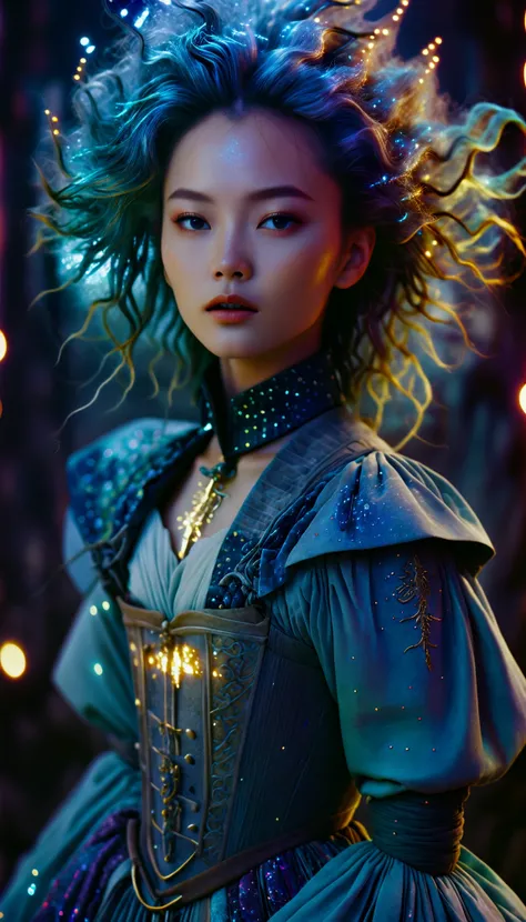 (Futuristic, Baroque, Cyberpunk:1.25), breathtaking Flannel, Light sparkles, dungeon, Emo Art, Mahiro Maeda, Nostalgic lighting, Joyful, Velvia, Wrath, F/1.8, (mia donovan, resolute and passionate, with wind-tousled hair, keen eyes, and an eco-conscious au...