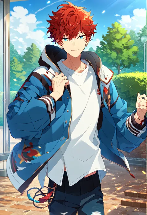 score_9_up, score_8_up, score_7_up, score_6_up, score_9, 1boy, solo, hiiro agami, blue eyes, red hair, blue open jacket, white shirt, blue pants, best quality, amazing quality, best aesthetic, absurdres ,source_anime, source_
 Expressiveh<lora:EMS-354850-E...