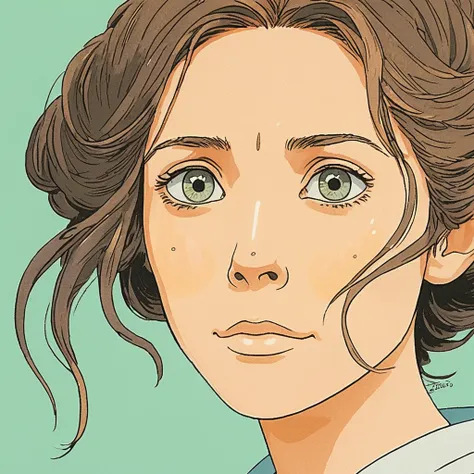 studio ghibli style illustration of the face of a woman looking at the viewer, elixolsen,  <lora:eliolsen_juggerx_v7_standard_wo...