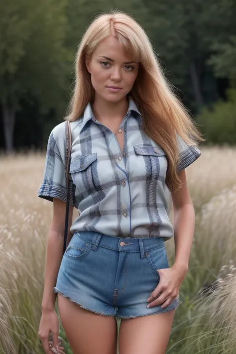 DEN_natasja,
(walking through a tallgrass meadow wearing (Jean shorts:1.3) and (plaid shirt:1.3), meadow, wild, overgrown, walking,:1.2),
bokeh, f1.4, 40mm, photorealistic, raw, 8k, textured skin, skin pores, intricate details  <lora:epi_noiseoffset2:1>, e...