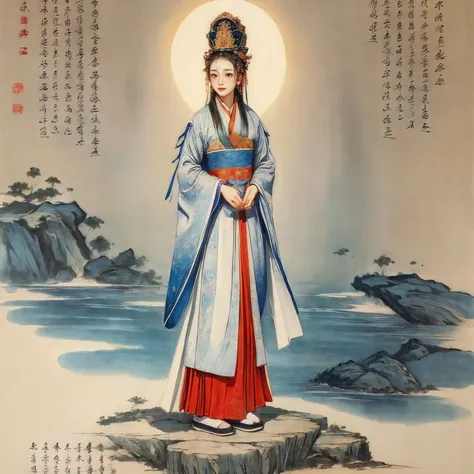 ((best quality)), ((masterpiece)),
((tangka,1girl)),traditional media,hanfu,dress,chinese clothes,(chinese text,  text focus,wall of text),
<lora:bguanyinv5:0.489>,
<lora:add_detail:0.512>, <lora:yuzuv10:0.3>,