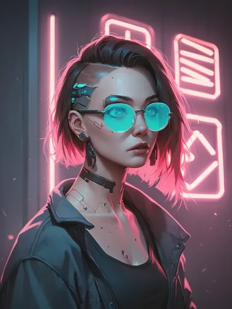 score_9, score_8_up, score_7_up, score_6_up, score_5_up, score_4_up,  <lora:n30nxlp:0.7>, n30n, neon lights, 1girl, glasses, cyb...