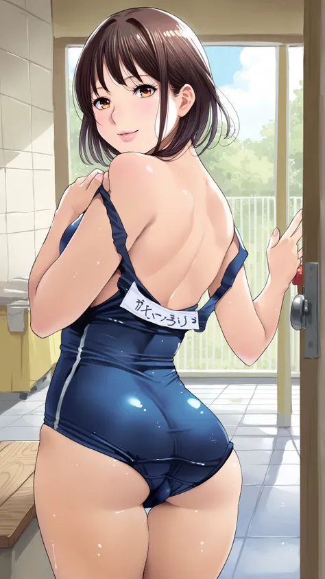 score_9, score_8_up, score_7_up, BREAK source_anime, best quality, masterpiece, uncensored,  
1girl,seductive smile, oiled_skin,
<lora:pao_xl3:1> pao,upper body, 
, school swimsuit,
 , urinal,  tile wall, tiles, indoors, scenery, door, window, tile floor, ...