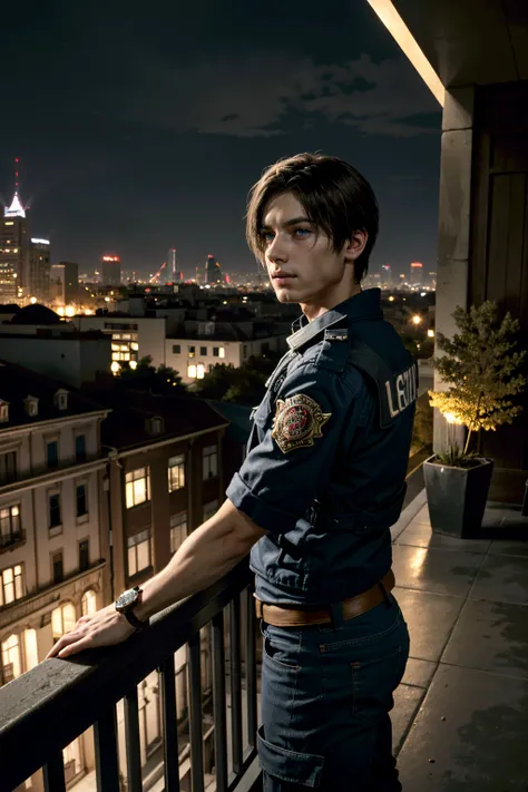 ((ultra detailed, masterpiece, absurdres))
 <lora:RE2Leon:0.8>
RE2Leon, 1boy, short hair, brown hair, blue eyes, Upscale penthouse terrace, dynamic city lights, detailed modern outdoor furniture