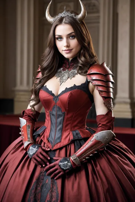 ((Masterpiece, best quality, edgQuality,realistic,photorealistic)),smile,
edgLit_woman,edgLit_face,edgLit_body,pale skin,brown hair,<lora:edgLithuanianDollLikeness:1.2>
 <lora:edgRathalosGowns:0.65> red_(ballgown,edgRathArmor), wearing [edgRathArmor|ballgo...