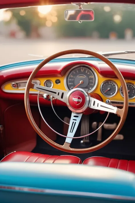 BRYO-XL interior view of classic vintage car dash console, seats
(photorealistic) (bokeh) (intricate details) (cinematic lighting) (sharp focus)