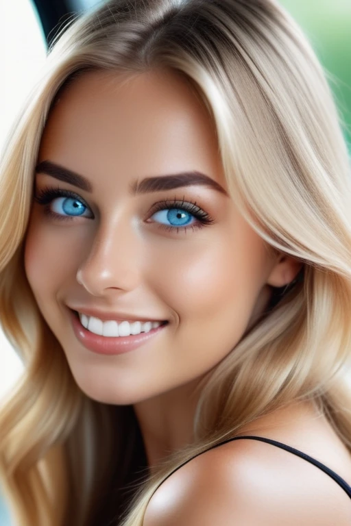 hyper beautiful young woman model long blond hair tan skin with a curvaceous figure light blue eyes, attractive woman, Realistic style (hyper Gorgeous) with ultra detailed kind face, HDR (candid), sexy, full body, shapely body, (((relaxed))),platinum-blond...