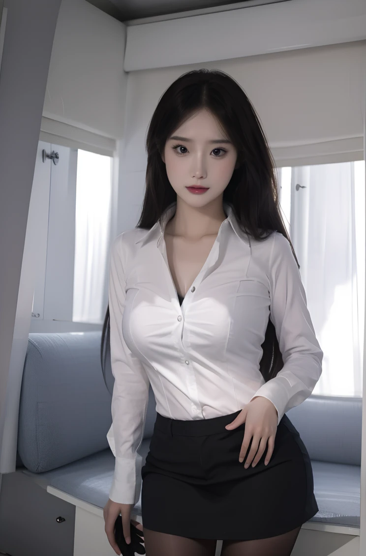 性感白色衬衫黑丝秘书套装3+美女丨Sexy white shirt black silk secretary set 3+ beauty