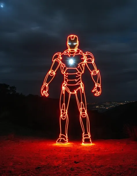 light painting of iron man