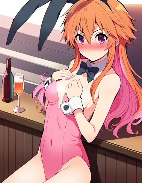 score_9, score_8_up, score_7_up, source_anime,
nsfw, 1girl solo, cowboy shot, sexually suggestive,  dating, embarrassed, blush, hands on own chest, looking at viewer, 
ninomiya asuka, long hair,  two-tone hair, orange hair, pink hair, ahoge, hair between e...