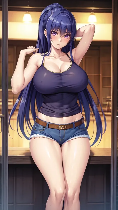 1girl, AKIYAMA_RINKO <lora:AKIYAMA_RINKO-211658(24)3.4CY:0.7>,
large breasts, camisole and bare shoulders and denim shorts,
(masterpiece, high quality, best quality, highres, absurdres:1.2)