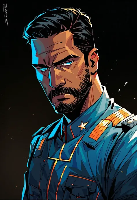 score_9, score_8_up, score_7_up, score_6_up, 1boy, cowboy shot, futuristic admiral, beard, american, blue eyes, short straight h...