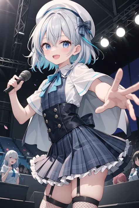 insanely detailed, absurdres, ultra-highres, ultra-detailed, best quality,
1girl, solo, nice hands, perfect hands
BREAK
(nsfw:-1.5),
(gothic drress, Idol costume:1.3), (blue and white theme:1.2), (white blouse:1.4), (white collar, tie:1.3), (open short-cap...