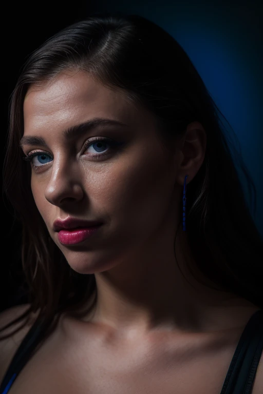 DEN_kyranova_OF,
((headshot:1.2) portrait on a (plain dark background:1.2), (headshot:1.2), (face focus:1.1), intricate (beautiful eyes:1.2), (wide open eyes:1.1), Big eyes,  clean photo, lighting from behind, (Red lighting from the left:1.3), (Blue lighti...