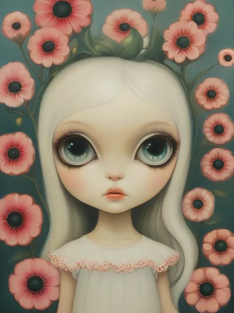 masterpiece,best quality,popsurrealism art,masterpiece,by Mark Ryden,digital painting,<lora:tbh96-sdxl:1>,flower