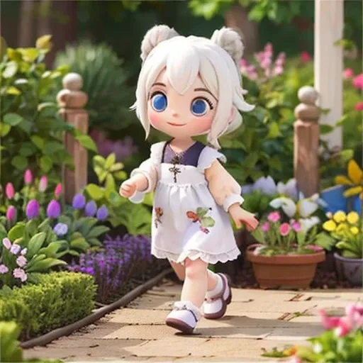 3d,1girl,garden,   <lora:3d_rendering_catoon:1>,beautiful face,,beautiful eyes,walking,happy,white hair,