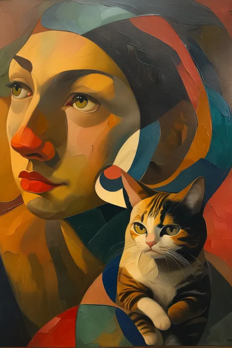 masterpiece,best quality,oil painting,cat:2,<lora:tbh109-:0.9>,style of Alexander Archipenko,