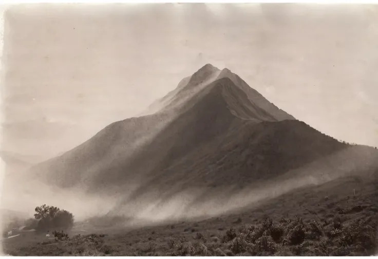 lith_agfabrovira_BS111, a foggy mountain, hard shadow