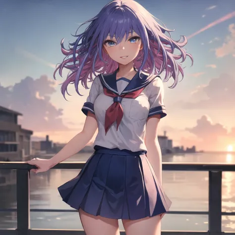 (masterpiece, best quality, absurdres:1.2), henjyousenko, school uniform, blue eyes, purple hair, multicolored hair,
1girl, standing, smile, cowboy shot, looking at viewer, parted lips
<lora:add_detail:0.5> <lora:HenjyoSenkoLORA_v1-08:1>