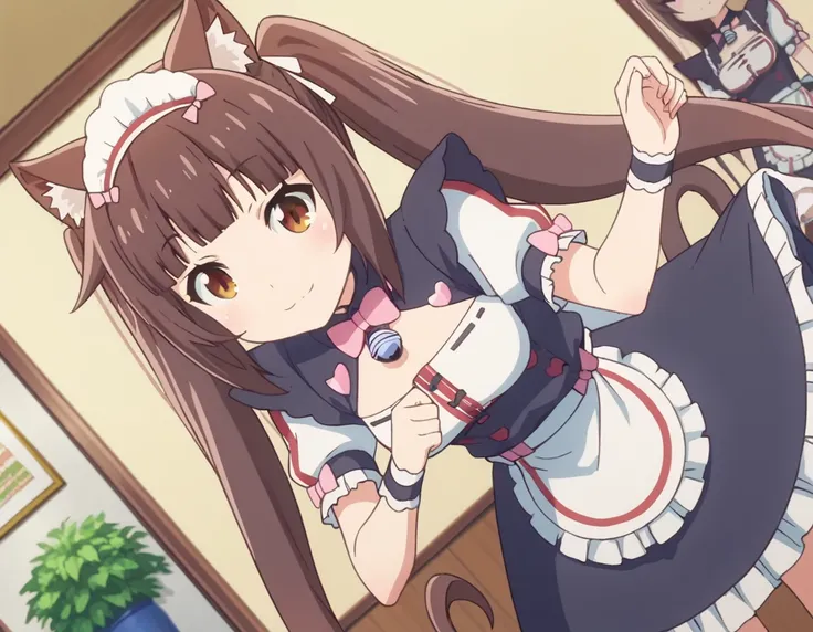 score_9, score_8_up, score_7_up, source_anime,
nekoparachocola, <lora:nekopara-chocola-s1-ponyxl-lora-nochekaiser:1>,
chocola, long hair, brown hair, animal ears, twintails, brown eyes, very long hair, cat ears, blunt bangs, animal ear fluff,
dress, bow, t...