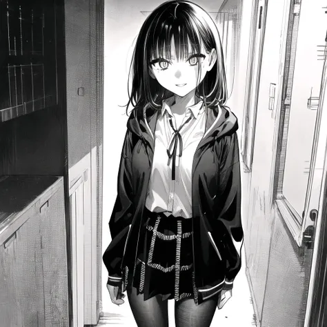 (masterpiece, best quality, absurdres:1.2), tennekozane, school uniform, pantyhose, jacket, monochrome, greyscale, slit pupils,
1girl, standing, smile, cowboy shot, looking at viewer, parted lips
<lora:add_detail:0.5> <lora:TNNekozaneLORA_v1-08:1>