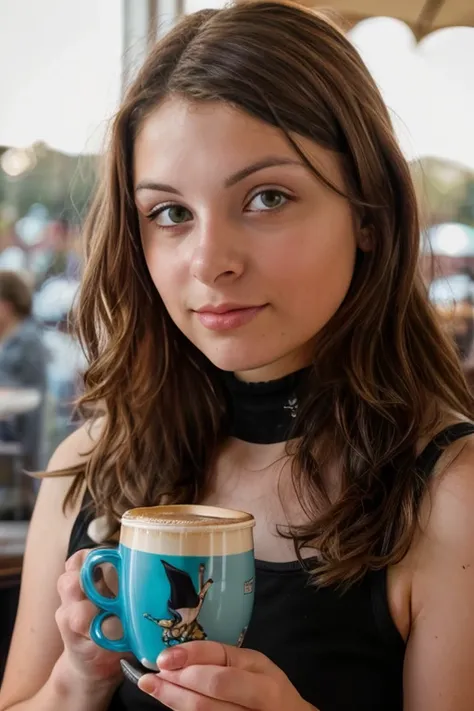 <lora:Katia:0.8>, full color portrait of a young woman, having coffee at a vintage cafe, natural light, RAW photo, subject, 8k uhd, dslr, soft lighting, high quality, film grain, Fujifilm XT3