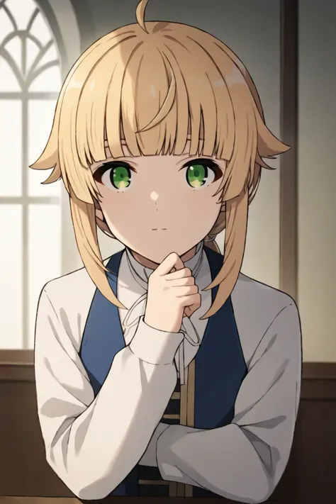 score_9, score_8_up, score_7_up, source_anime,
1girl, looking at viewer,
indoors,
<lora:norn_greyrat_anime_s2_v2-soralz:1>, norn_greyrat, bangs, blonde hair, long hair, yellow green eyes, ahoge, sidelocks, blunt bangs, hair flaps, low ponytail,
 long sleev...