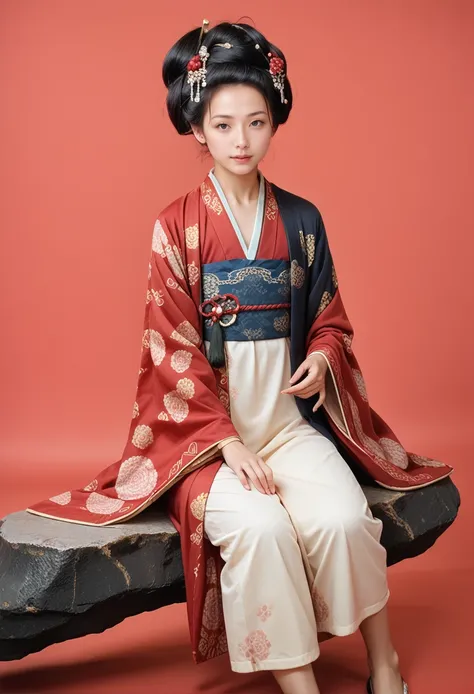 score_9,score_8_up,score_7_up,
black hair,1girl,solo,(red background),sitting on rock,,ruanyi0521,hanfu,robe,wide sleeves,shawl,<lora:0521 Changan Yimeng_v1_pony:0.9>