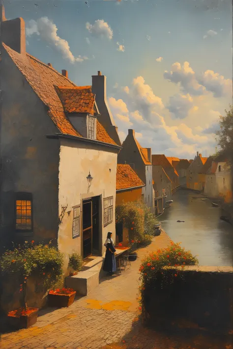 masterpiece,best quality,outdoor,sky,oil painting,<lora:tbh122-:0.85>,[[[style of Jan Vermeer]]],