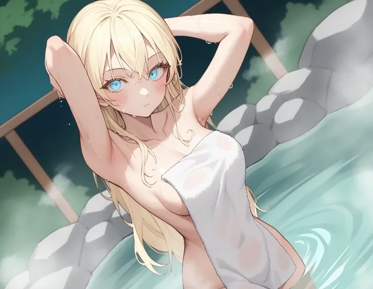 score_9, score_8_up, score_7_up, source_anime,
asobiasobaseolivia, <lora:asobi-asobase-olivia-s1-ponyxl-lora-nochekaiser:1>,
olivia, long hair, blue eyes, blonde hair,
nude, naked, arms up, armpits,
outdoors, onsen, towel, naked towel, steam, bathing, nude...