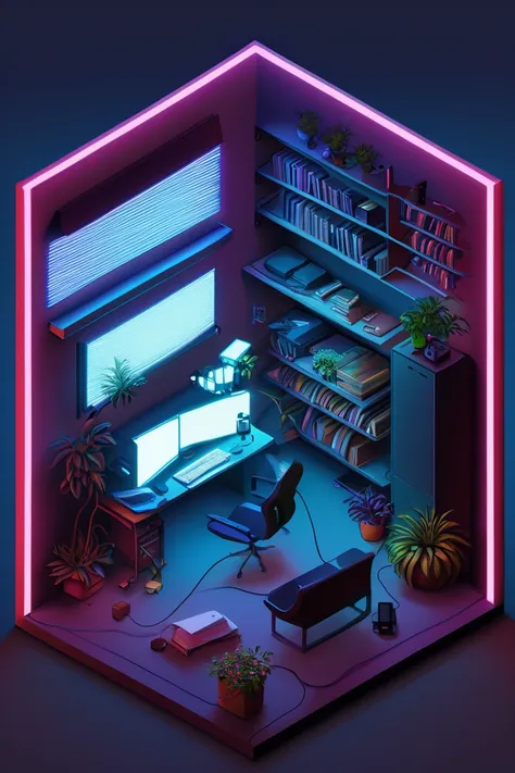 Isometric Neon (Building and Interior) [SDXL & SD1.5]